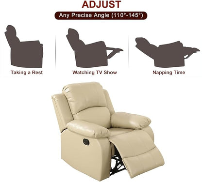 A Ainehome Living Room Furniture Set Leather Recliner Sofa Set Loveseat Chair Furniture Sofa Set for Living Room/Small Space/Rv/House/Office/Theater Seating (A-Beige Leather, Chair)