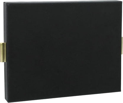 HofferRuffer Extra Large Serving Tray with Handles, Elegant Faux Leather Storage Decorative Tray for Coffee Table, Ottoman, Console Table, 20 x 16 x 2.2 inches (Black Tray+Golden Handle)