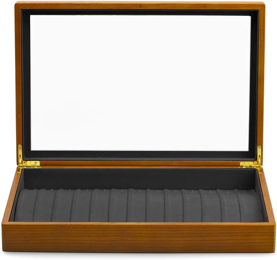 Oirlv Solid Wooden Necklace/Bracelet/Pendant Jewelry Organizer Box 13 Lattice Necklace Showcase Display Holder