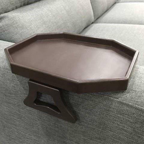 Sofa Arm Clip Table, Armrest Tray Table, Drinks/Remote Control/Snacks Holder … (Platic, Brown)