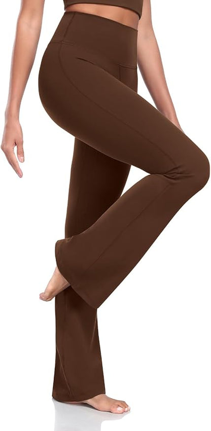 HeyNuts Harmony Flare Leggings 29"/30.5"/32.5"/34.5", High Waisted Tummy Control Wide Leg Bootcut Yoga Pants Lounge Soft
