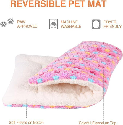 Mora Pets Cat Bed Dog Crate Pad Ultra Soft Pet Bed with Cute Star Print Washable Reversible for Small Dogs 14 x 17.5 inch 2 Pack Pink