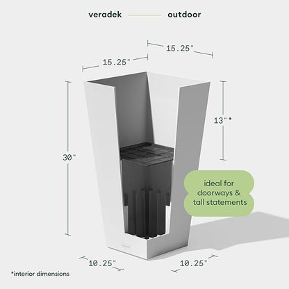 Veradek V-Resin Indoor/Outdoor Taper Planter (30 inch, White)