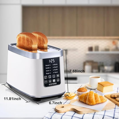 Smart Touch Screen Toaster 2 Slice, KETIAN Automatic Digital Stainless Steel