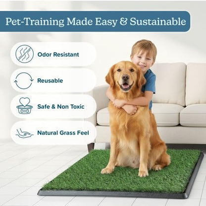 PETMAKER Artificial Grass Puppy Pee Pad for Dogs, Set of 3, 20” x 30” | Reusable Washable Turf Pads for Dogs, Indoor and Outdoor Fake Grass Potty, Pet Housebreaking Supplies