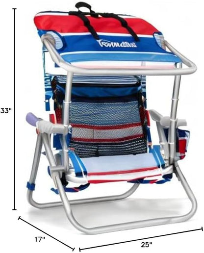 Homevative Cooler+ Folding Backpack Beach Chair with 5 Positions, Towel bar, XL Cooler Pouch, Storage Net, Cup and Phone Holder, Fireworks, 2 Pack