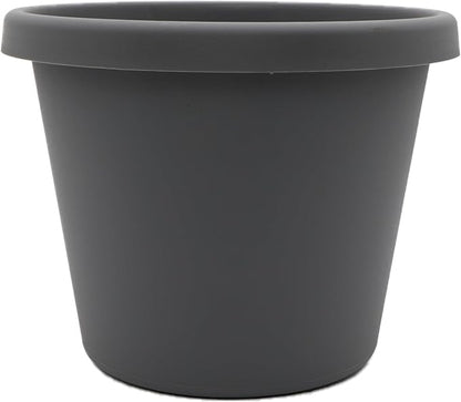 The HC Companies Prima Round Plastic Plant Pot w/Rolled Rim - Lightweight & UV Resistant Flower Pot for Herbs & More - Outdoor & Indoor Plant Pots w/Drainage (14 inch, Warm Gray, Pack of 1)