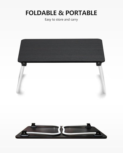 ZEAPTAC Laptop Bed Desk, Foldable Lap Desk, Portable Laptop Stand, Lightweight & Mini Table for Breakfast/Picnic/Drawing/Couch/Floor - Black