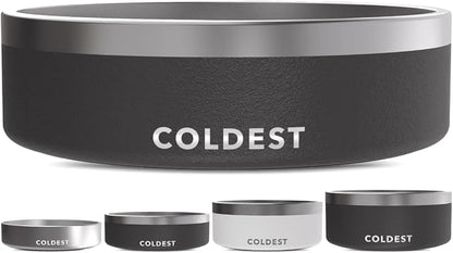 Coldest Dog Bowl - Anti Rust Metal, Non Slip, 3 Layers Insulated Stainless Steel Dog Bowls - Spill Proof & Heavy Duty - Water Bowl for Dogs, Cats & Pets, Dish Washer Safe (42 oz, Stealth Black)