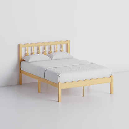 Bamboo Full Bed Frame with Headboard, 14 inch Solid Wood Platform Bed Frames Full Size with Metal Slats, No Box Spring Needed, Easy Assembly, Noise Free