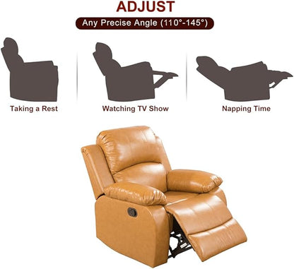 A Ainehome Living Room Furniture Set Bonded Leather Recliner Sofa Set Loveseat Chair Furniture Sofa Set for Living Room/Small Space/Rv/House/Office/Theater Seating (AA-Ginger Leather, Chair)