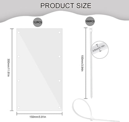 Pet Cage Liner Protection, Rabbit Cage Plastic Panels, 12 PCS Cage Urine Guard for Rabbit, Guinea Pig, Hamster, Hedgehog, Chinchilla, Ferret, Bunny - Transparent, 11.8"x5.9"