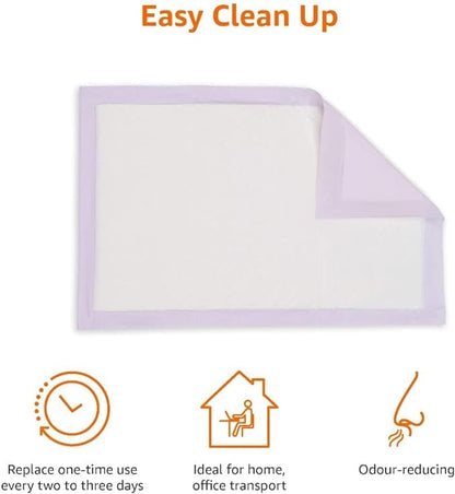Amazon Basics Cat Litter Pee Pads, Super Absorbent, Odor Control with Lemon Scent, Disposable, Universal Fit for Multi Cat Litter Box, Purple and White, 40-Pack