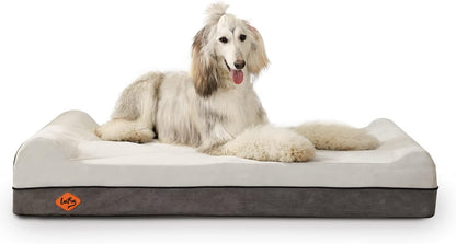 Laifug Orthopedic Memory Foam Dog Bed Extra Large Dog Bed with Pillow and Durable Water Proof Liner & Removable Washable Cover & Smart Design(Dark Grey)