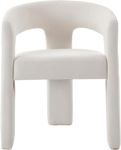 DAYALANE Modern Barrel Dining Chair, Upholstered Accent Kitchen Chair with Arms Comfy Chenille Side Chair for Living Room/Home Office/Reception, Beige Chenille