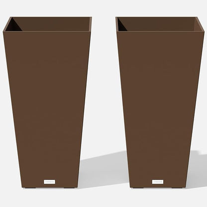 Veradek V-Resin Indoor/Outdoor Taper Planter, Set of 2 (30 inch, Espresso)