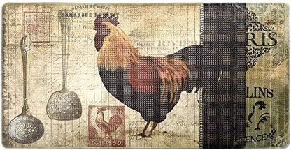 J&V TEXTILES Anti Fatigue Kitchen Mat for Floor, Embossed Themed Cushioned Kitchen Runner Rug Mat, Non Slip, Easy Wipe Clean, 1/2 Inch Thick (20x39 inches, Paris Rooster)