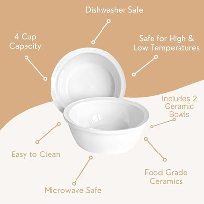 Replacement Ceramic Bowls, Dishwasher Safe Bowl for Cats and Puppy (Pack of 2)