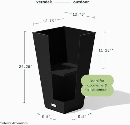Veradek V-Resin Indoor/Outdoor Taper Planter, 2-Pack (24 inch, Black)