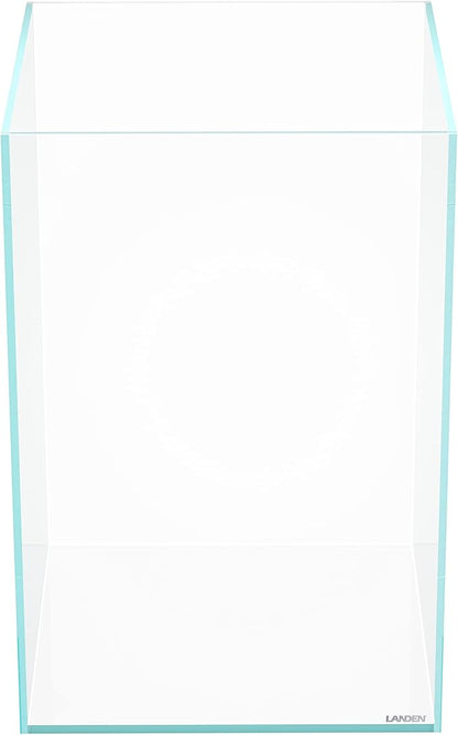 LANDEN Tall Tank, Rimless Low Iron Tank 10GAL 11.8" L × 11.8" W × 17.7" H (30X30X45) cm Small Aquascape Fish Tank, Vertical Aquascape Tank, Black Leveling Mat Included