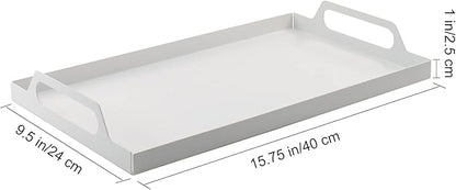 VANRA Metal Serving Tray Portable Bed Tray with Handles for Coffee Table, Living Room, Kitchen and Bathroom (White)