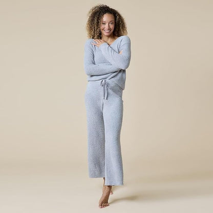 Softies Marshmallow V Neck Lounge Set for Women Ultra Soft 2 Piece Loungewear with Relaxed Top and Straight Leg Pants