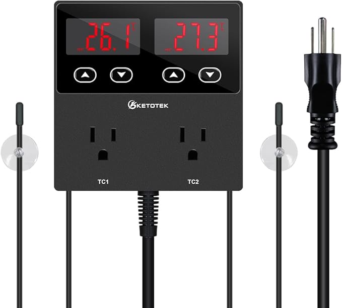 KETOTEK KT99pro Dual Digital Temperature Controller Outlet 10A Relay Heating