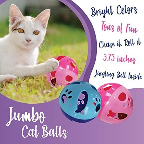 Cat Ball Toy with Bell Larger Size, Bells Jingle as Balls Roll, Cat Toy for Small or Large Cats, or Other Animals (Pink - 1 Pack)