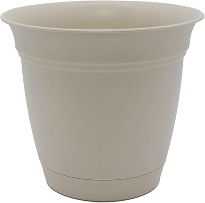 The HC Companies Eclipse Round Planter with Saucer - Outdoor & Indoor Plant Pot with Drainage Holes - Lightweight, UV-Resistant Plastic Pots for Plants, Flowers & Herbs (20" Cottage Stone, Pack of 1)