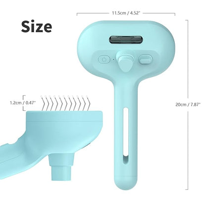 3-in-1 Self-Cleaning Pet Brush for Shedding - Removes Static and Loose Hair from Dogs and Cats (Blue)