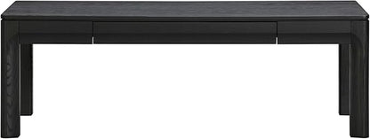 NTC Flow Modern Wooden Rectangle Coffee Table with Hidden Drawer – Waterproof & Heat Resistant, Burnt Black