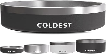 Coldest Dog Bowl - Anti Rust Metal, Non Slip, 3 Layers Insulated Stainless Steel Dog Bowls - Spill Proof & Heavy Duty - Water Bowl for Dogs, Cats & Pets, Dish Washer Safe (21 oz, Stealth Black)