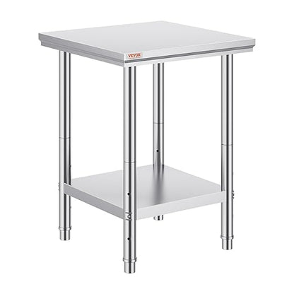 Vevor Stainless Steel 24 x 24 x 32 Inch Commercial Kitchen Prep & Work Table Heavy Duty Metal Work Table with Adjustable Feet for Restaurant, Home and Hotel : Industrial & Scientific