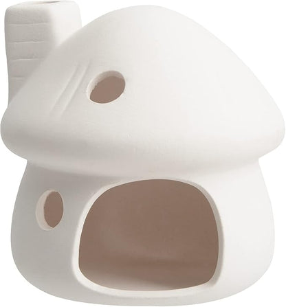 AnRui Natural Fish Tank Decortation Cute Mushroom Ceramic Aquarium Decor Small House Betta Cave Hideout Ornament Accessories for Small Fish, Shrimp, White