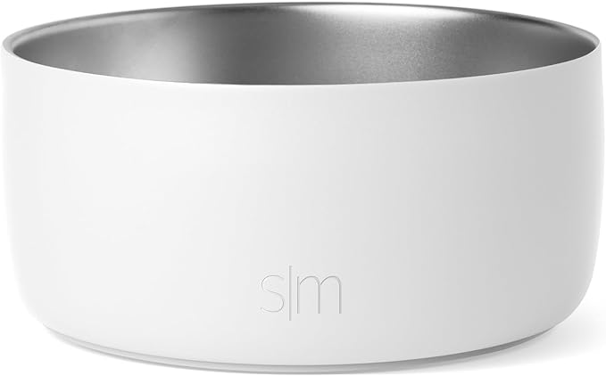 Simple Modern Stainless Steel Pet Water Bowl for Dogs & Cats | Reusable Insulated Stainless Steel Food Bowls for Dog Cat | No Tip No Slip BPA Free | Bentley Collection | Medium (32oz) | Winter White