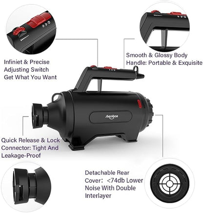Dog Dryer High Velocity Pet Dog Grooming Force Hair Dryer/Blower | High velocity force blower dryer for professional dog pet grooming,black sherbao SMD-06P
