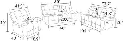 Manual Recliner Sofa Set,Microfiber Reclining Couch Set,Modern Living Room Furniture Set,Reclining Sofa Couch Chair for Living Room Home Office(Dark Brown,2 Pieces Set)