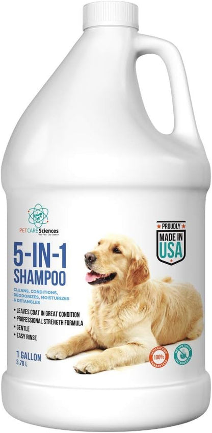 Gallon Bottle 5 in 1 Dog Shampoo for Itchy Skin - Sensitive Skin Dog Shampoo for Smelly Dogs - Dog Shampoos & Conditioners - Made in The USA