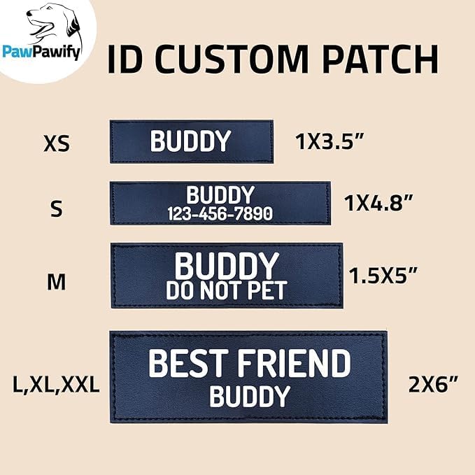 PawPawify Custom No Pull Dog Harness with Name and Phone Number, Heavy Duty Personalized Pet Vest to Prevent Tugging, Pulling, or Choking, Training and Walking (New Black, L (40-60 LBS))