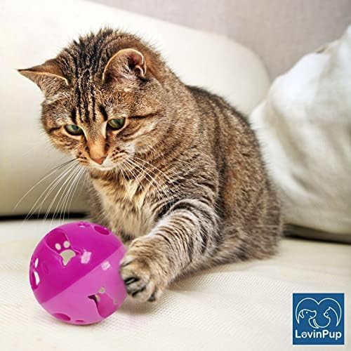 Cat Ball Toy with Bell Larger Size, Bells Jingle as Balls Roll, Cat Toy for Small or Large Cats, or Other Animals (Pink - 1 Pack)
