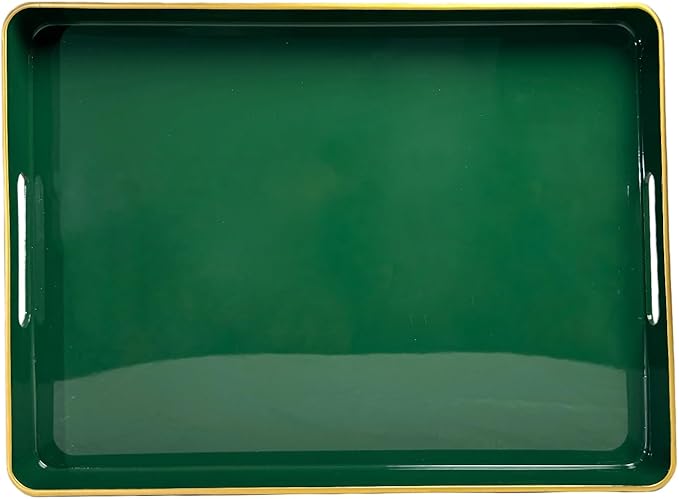 Large Green Tray, Elegant Plastic Coffee Table Tray for Ottoman, Home Decor, Living Room.16.7"*12"*1.6"