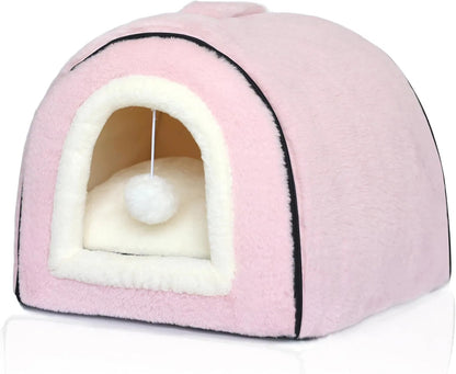 Cat Bed For Indoor Cats Foldable Cat Cave Anti-Slip Water-Resistant Bottom Cat Houses For Indoor Cats Or Small Dogs Kitten Tent