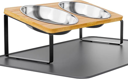 Elevated Whisker Friendly Cat Bowls, 15 Tilted Stand Anti Vomiting Raised Dishes for Food and Water, Stainless Steel Bowls for Cats and Puppy