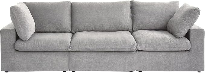 JACH Modular Sectional Couch for Living Room, Modern Convertible Couches, 3 Seats Soft Cloud Couch, Cushion Covers Removable, Modular Sectional Sofas for Living Room Apartment, (Grey)