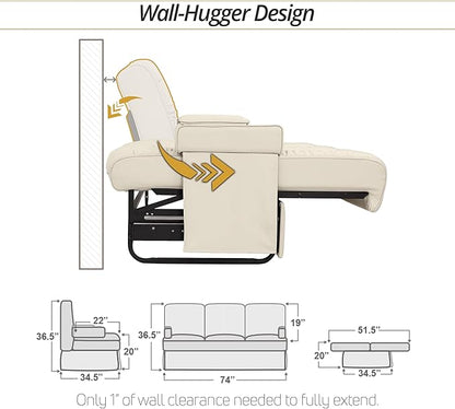Qualitex De Leon Console SL RV Sofa Bed, 74" Wide, Ulitmate Leather, Bisque