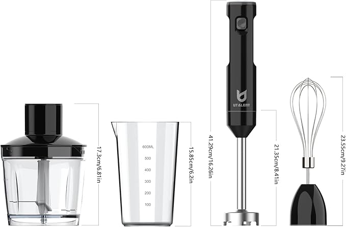 Cordless Hand Blender, UTALENT Variable Speed Immersion Blender Rechargeable
