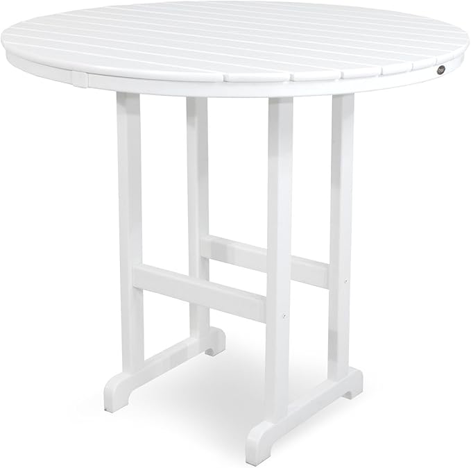 Trex Outdoor Furniture TXRBT248CW Monterey Bay Round Bar Table, 48-Inch, Classic White