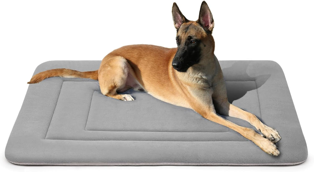 JoicyCo Soft Dog Crate Bed Pad Mat, 42 in Non-Slip Bottom Washable for Large Dogs, Pet Mattress Kennel Pad, Clay Gray
