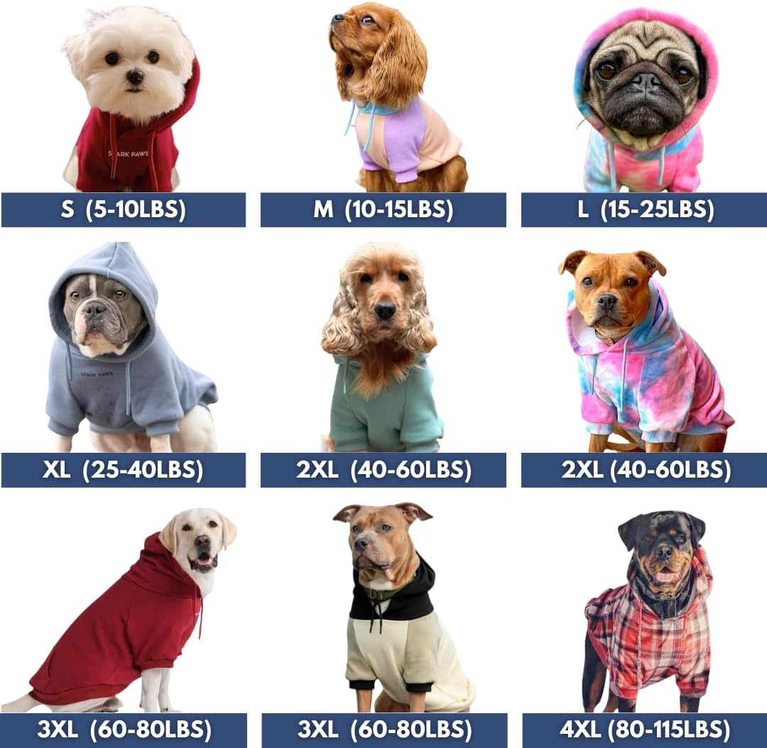 Spark Paws Dog Hoodie – Premium Dog Sweater for Small, Medium, and Large Dogs | Warm Outfits for French Bulldogs, Pitbull, Puppy, Winter Jacket Alternative - Red Plaid, XL