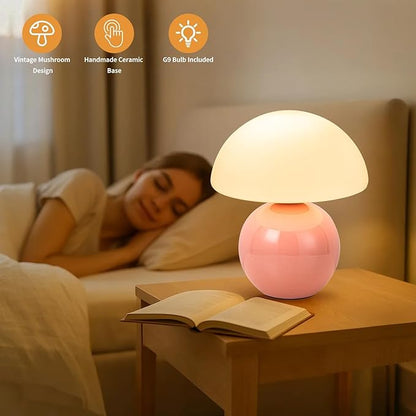 Mushroom Table Lamp, Ceramic Base